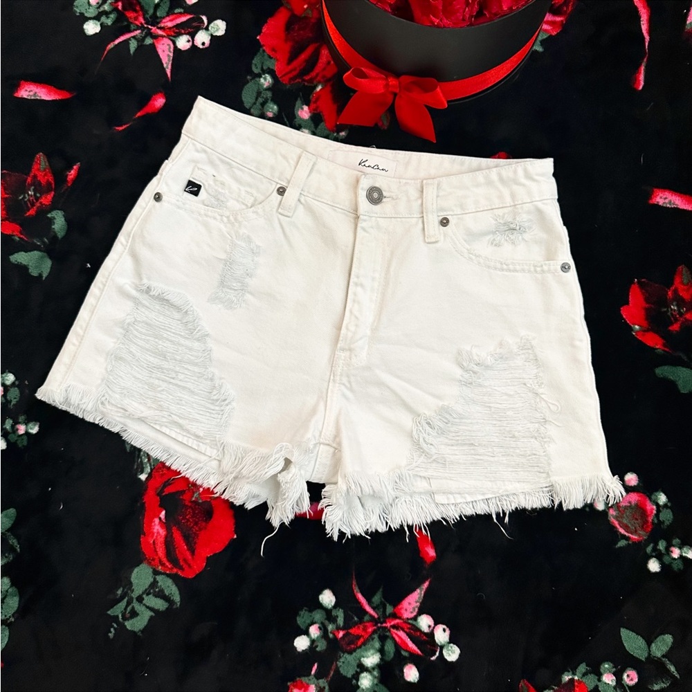 Kancan White Shorts White Denim Distressed NWOT Size XS 100% Cotton